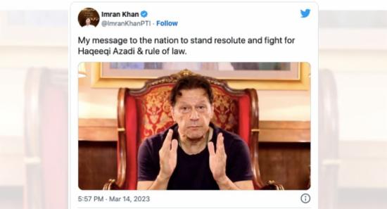 Imran Khan calls on his supporters to “fight for real freedom” as battles erupt with police trying to arrest him